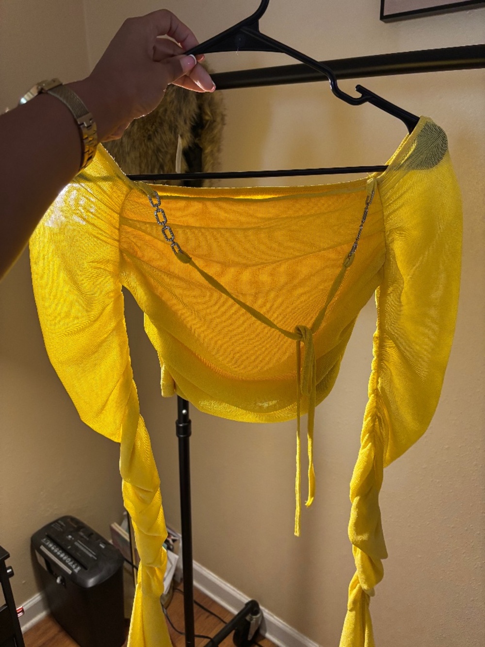 Yellow Sheer Off-Shoulder Top 💛✨